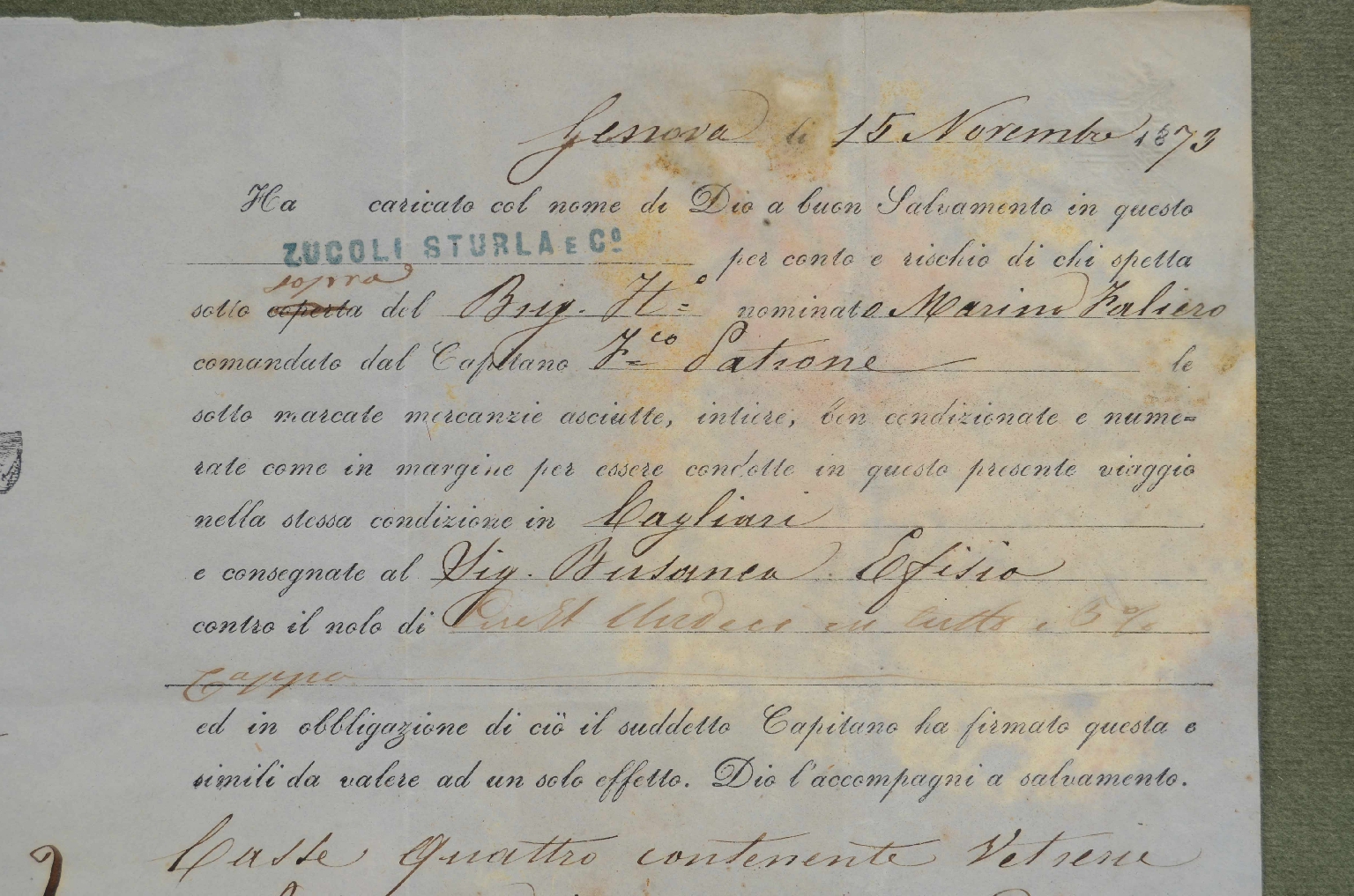 Antiquariato nautico/7827-Bolla Trasporto Marittimo