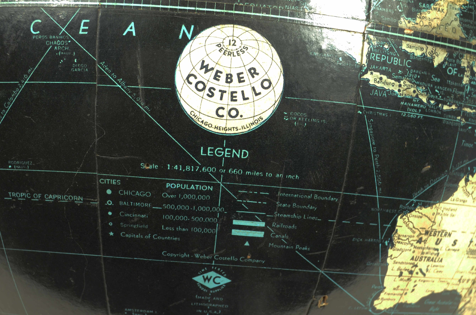 Globi-mappamondi antichi/8140-Globo Terrestre Nero