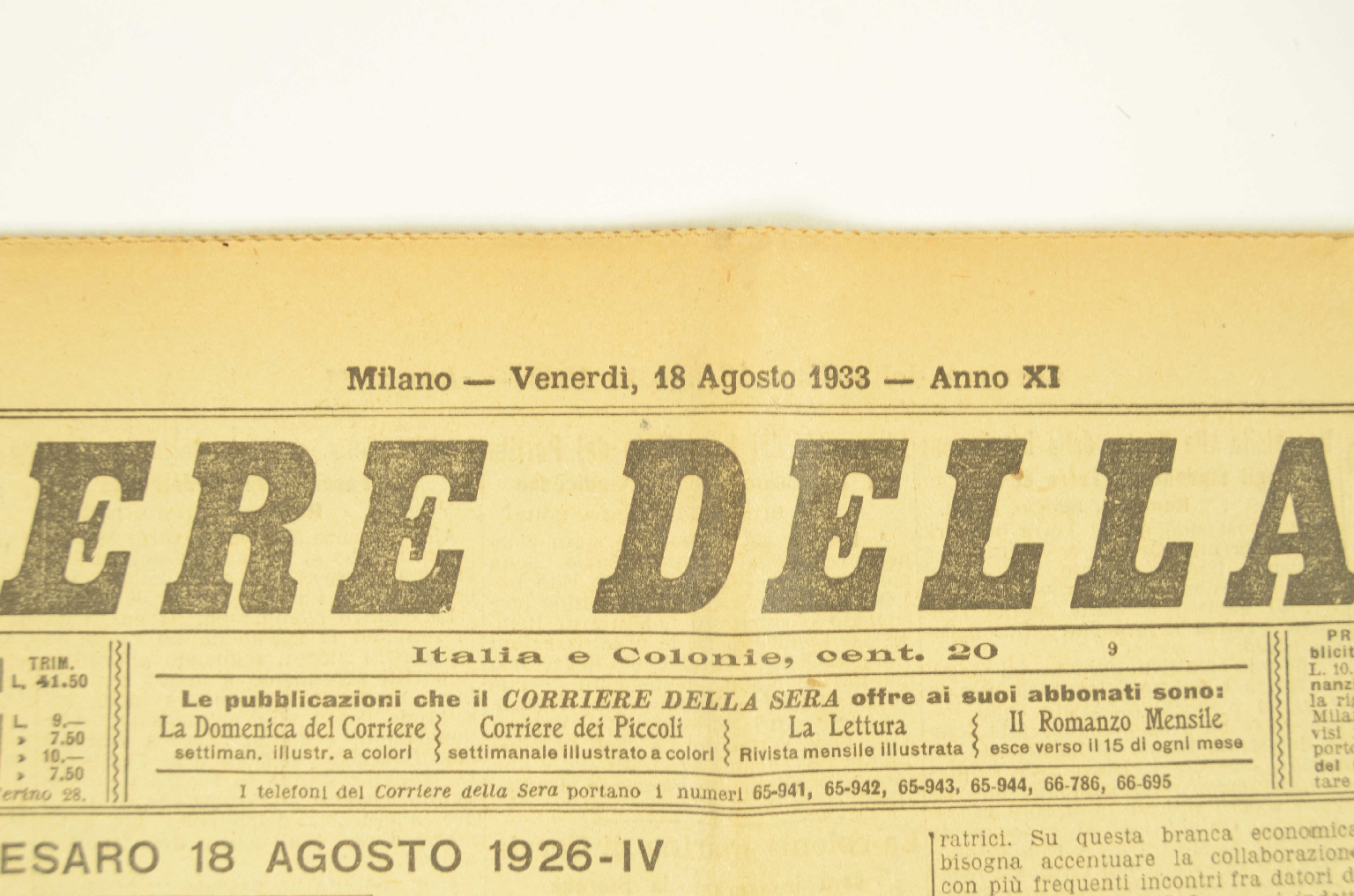 SS REX/R191-Corriere Della Sera 1933