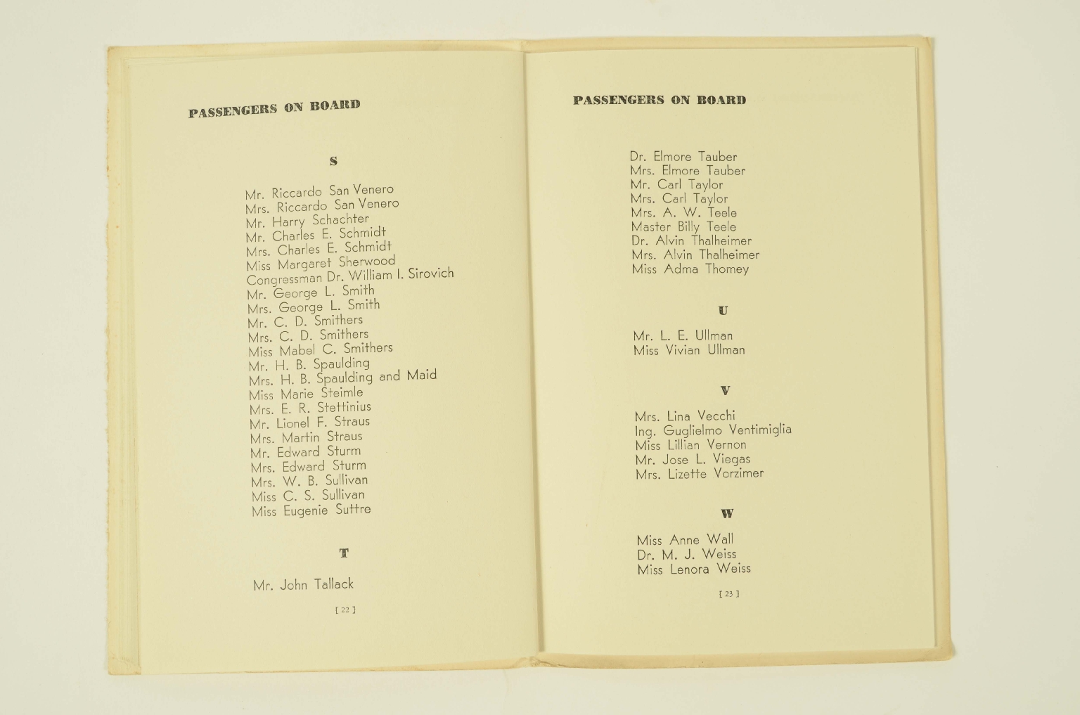 SS REX/R300-Passenger List