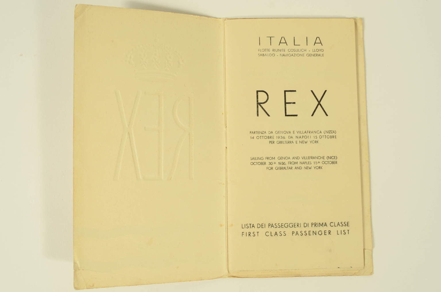 SS REX/R301-Passenger List