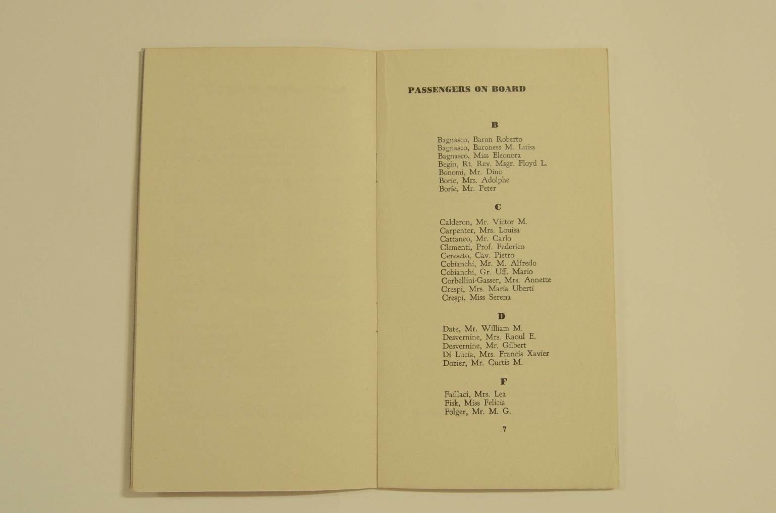 SS REX/R305-Passenger List