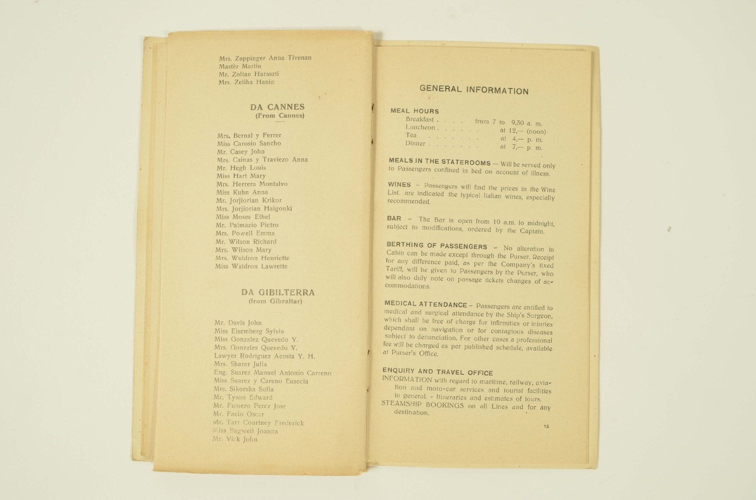 SS REX/R307-Passenger List