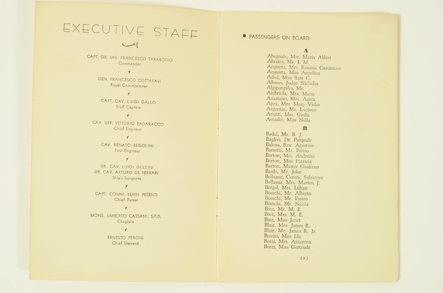 SS REX/R310-Passenger List