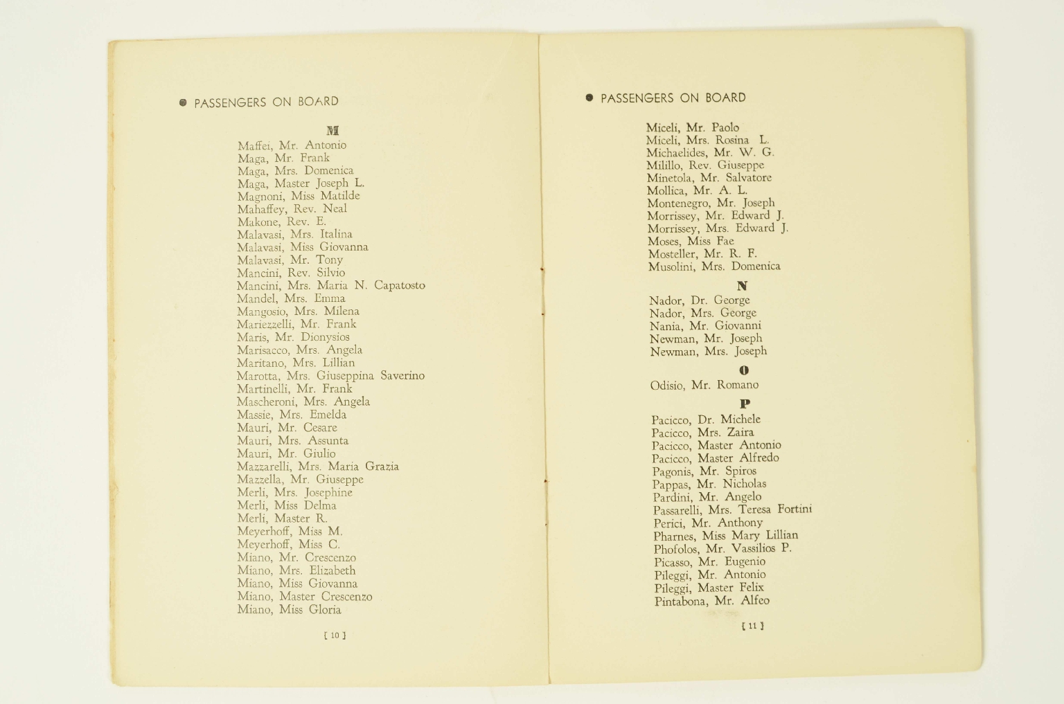 SS REX/R310-Passenger List