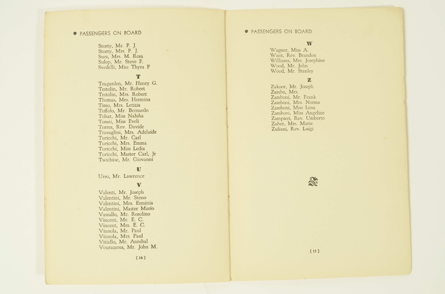 SS REX/R310-Passenger List