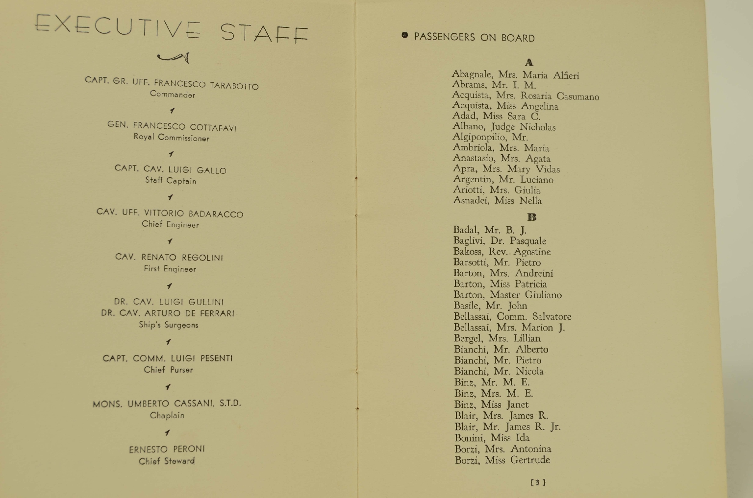 SS REX/R311-Passenger List