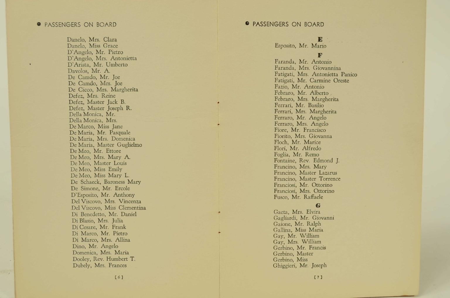 SS REX/R311-Passenger List