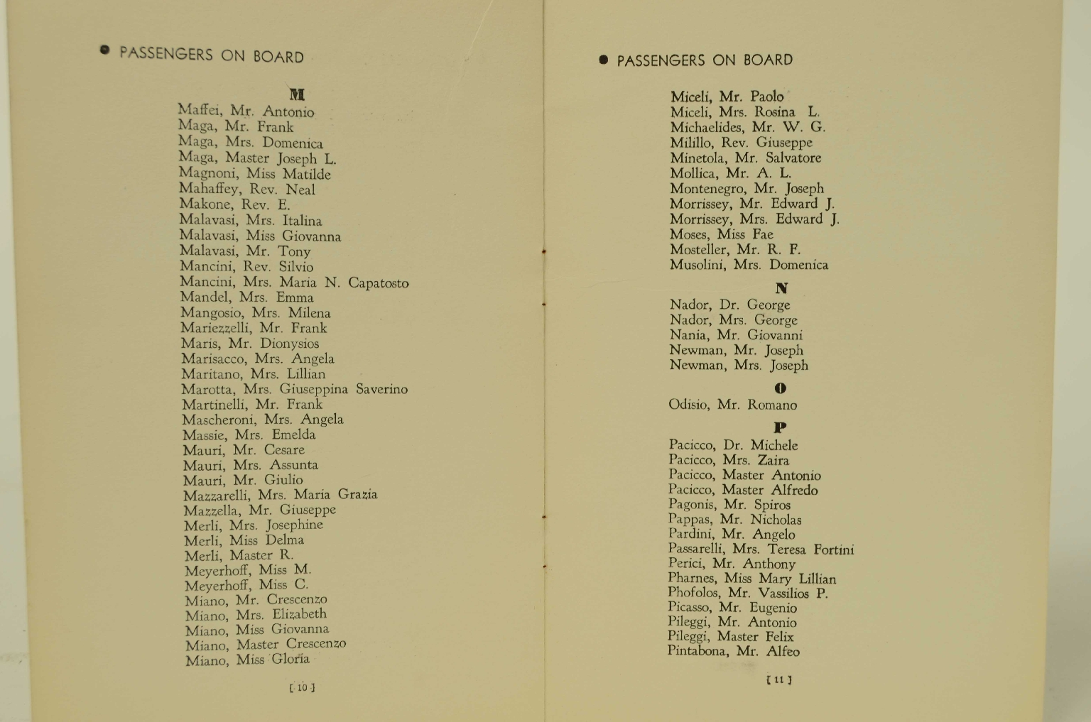 SS REX/R311-Passenger List