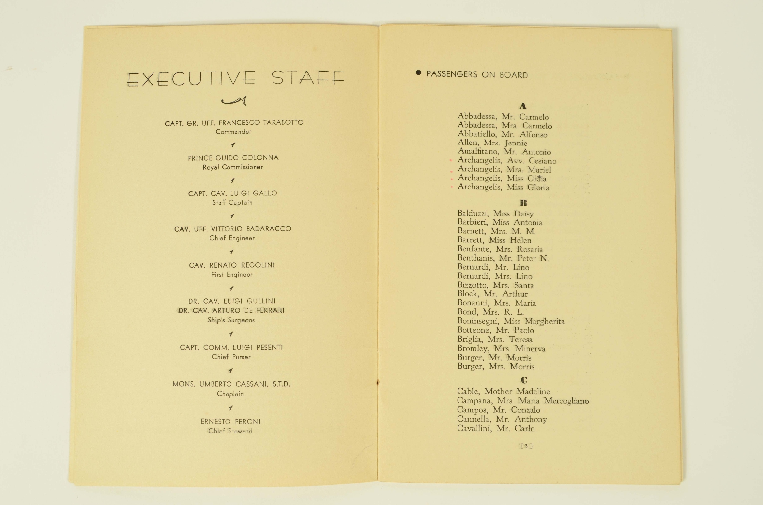 SS REX/R312-Passenger List