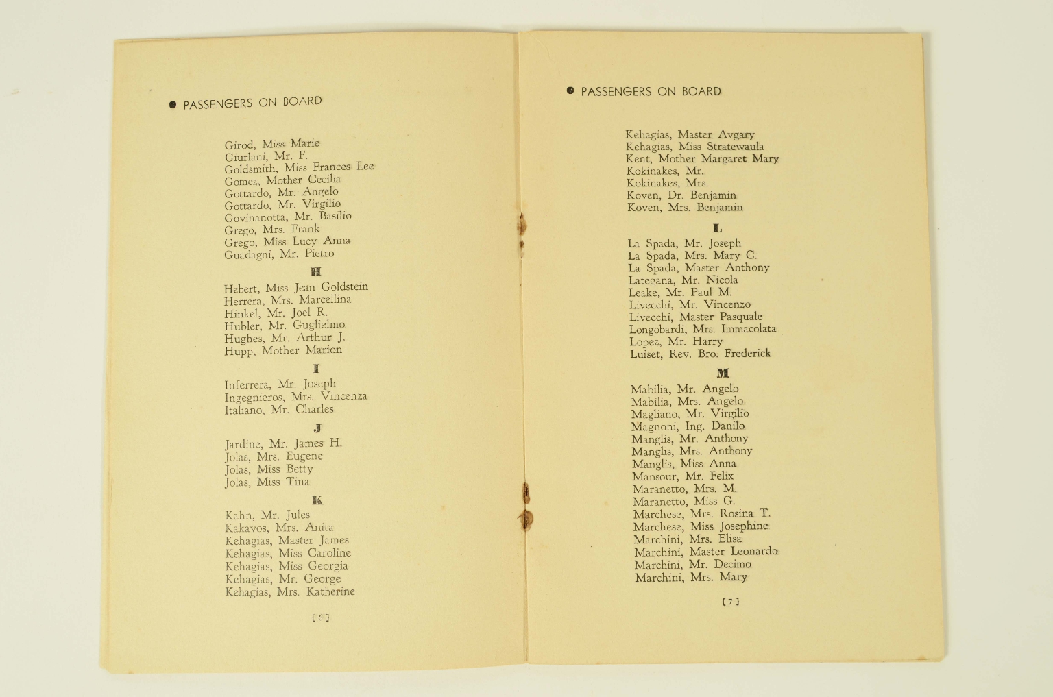 SS REX/R312-Passenger List