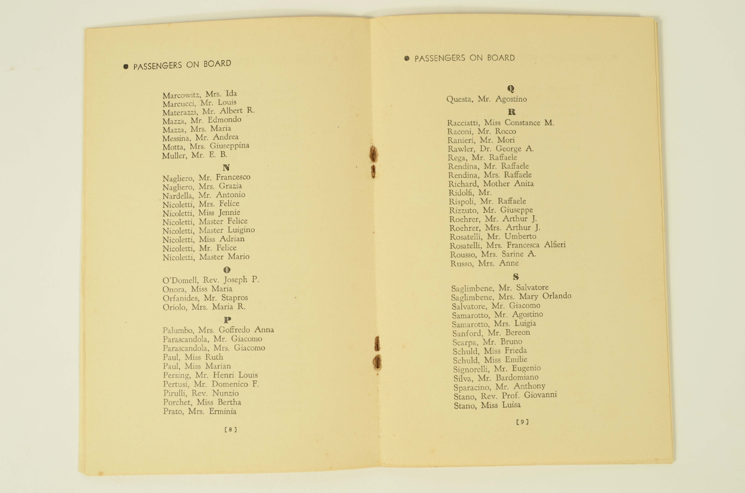 SS REX/R312-Passenger List