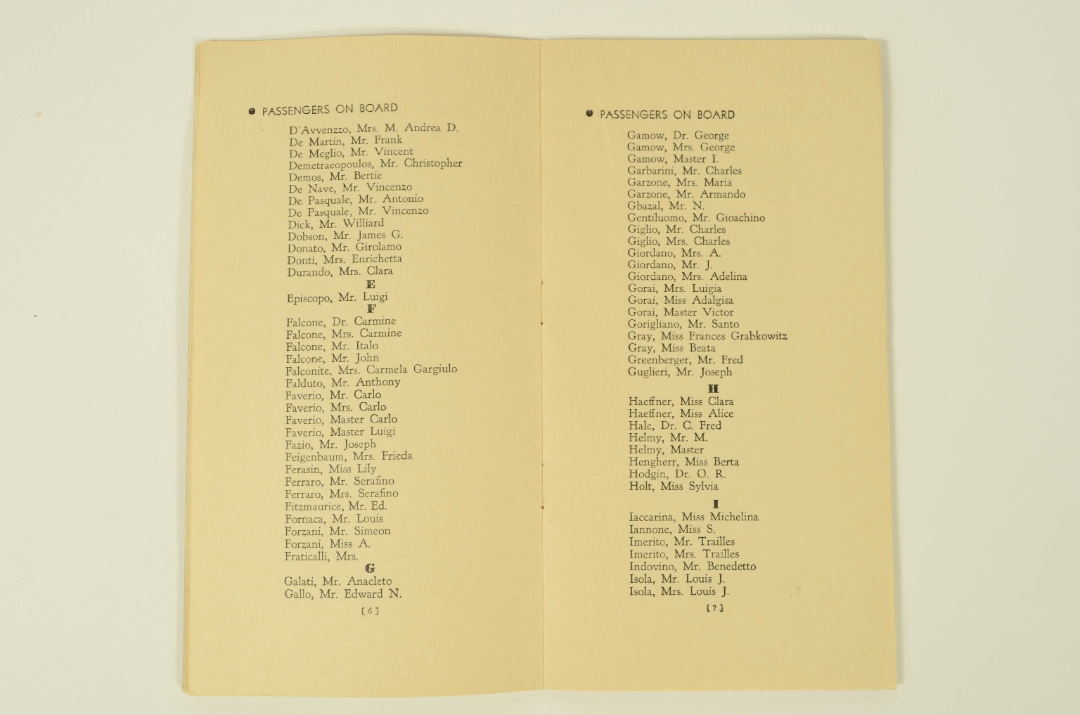 SS REX/R313-REX Passenger List