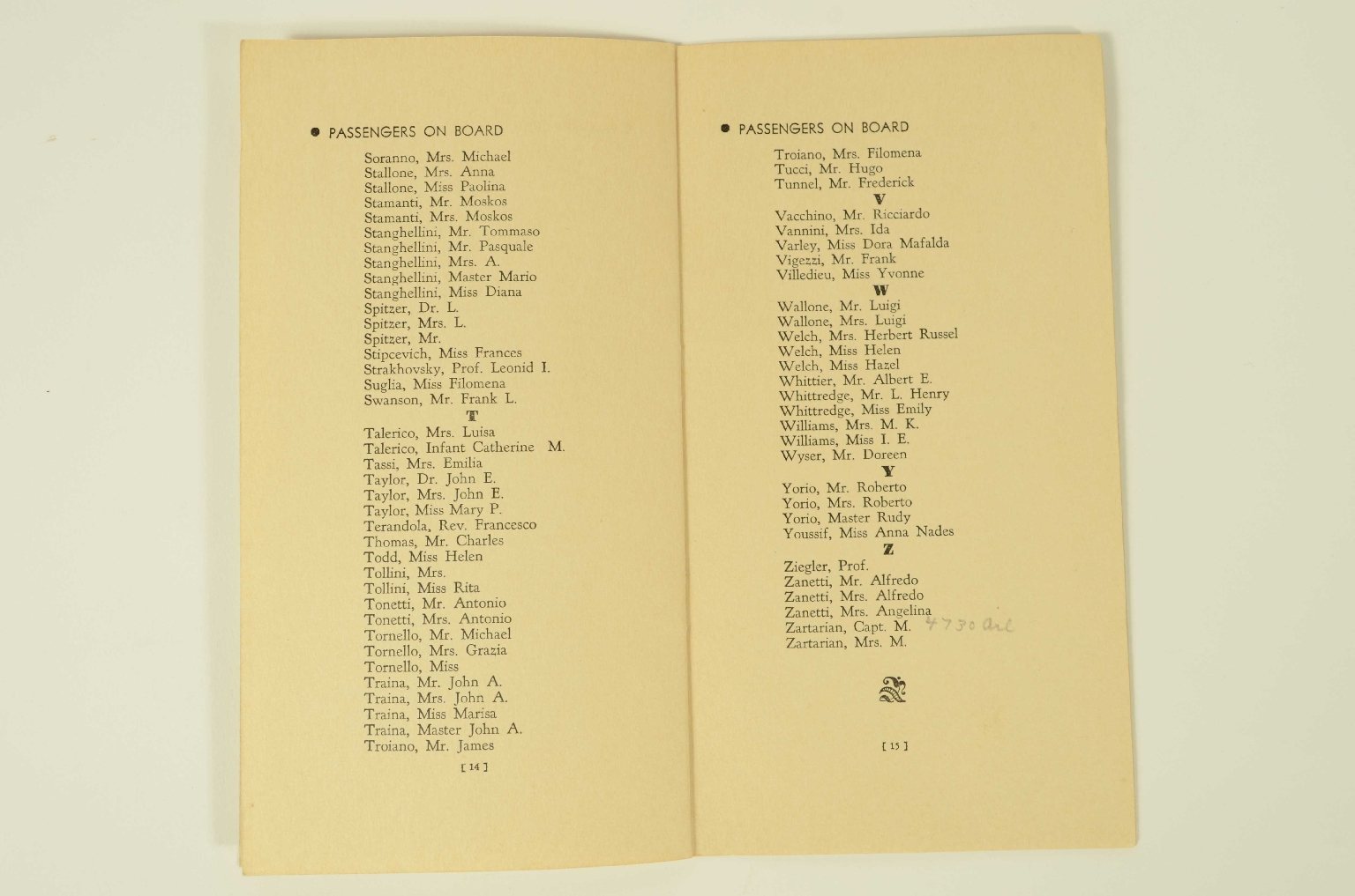 SS REX/R313-REX Passenger List