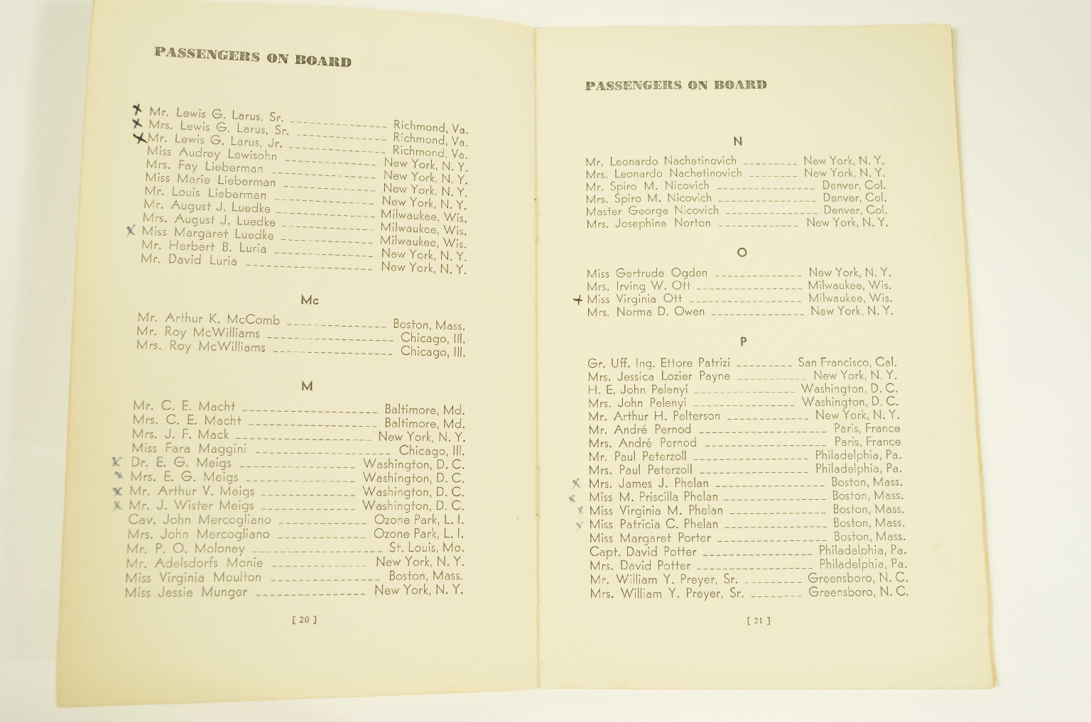 SS REX/R314a-Passenger List