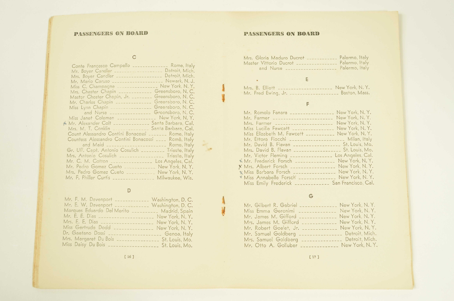 SS REX/R314a-Passenger List