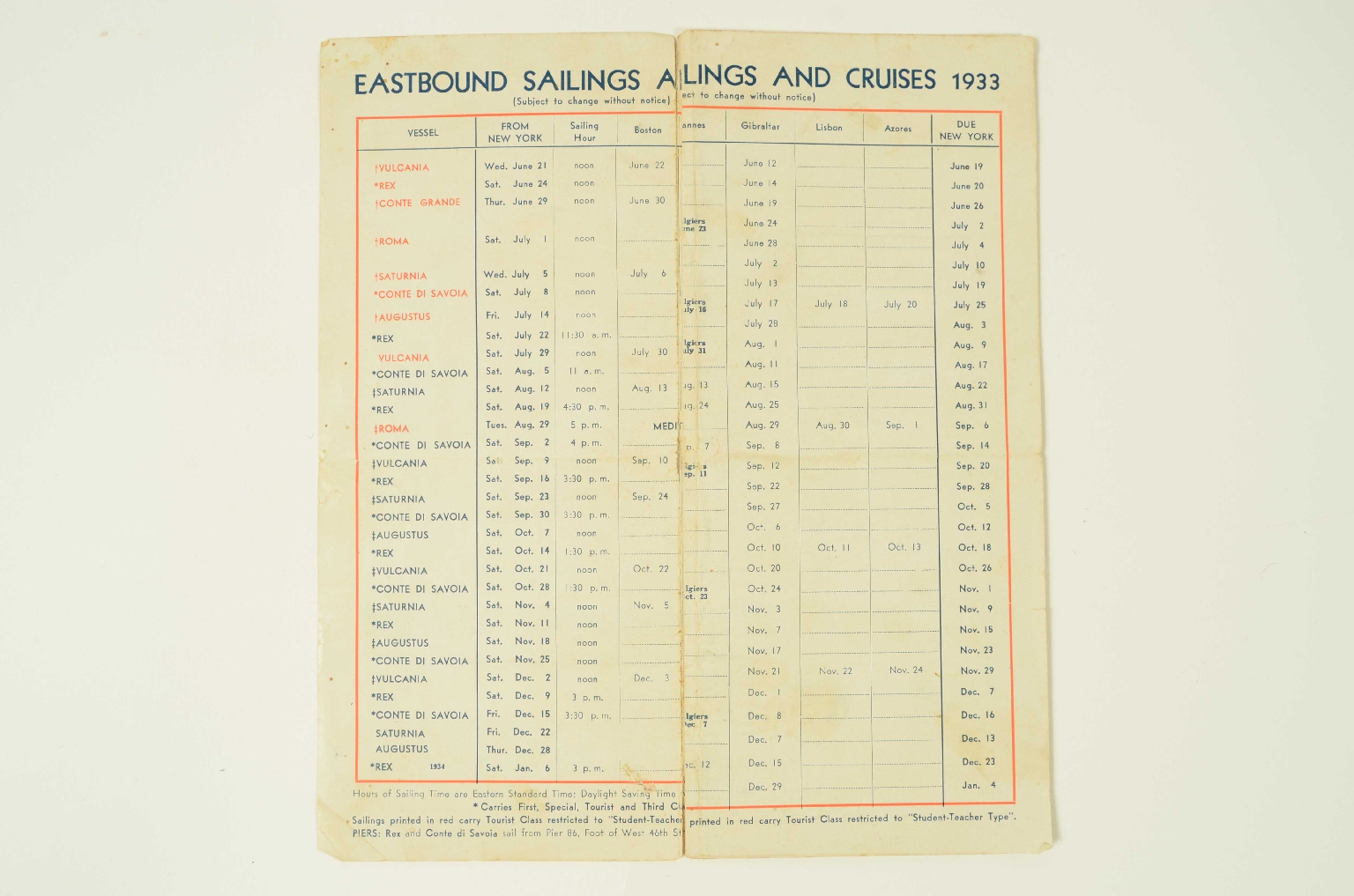 SS REX/R399-Cruise Itinerary