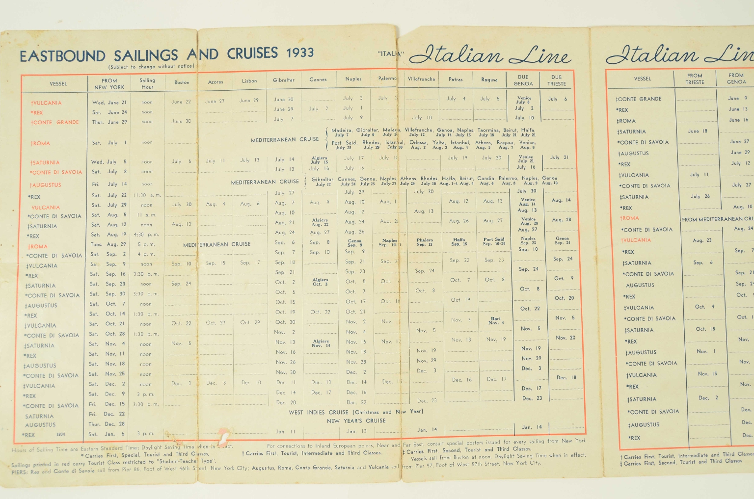 SS REX/R399-Cruise Itinerary