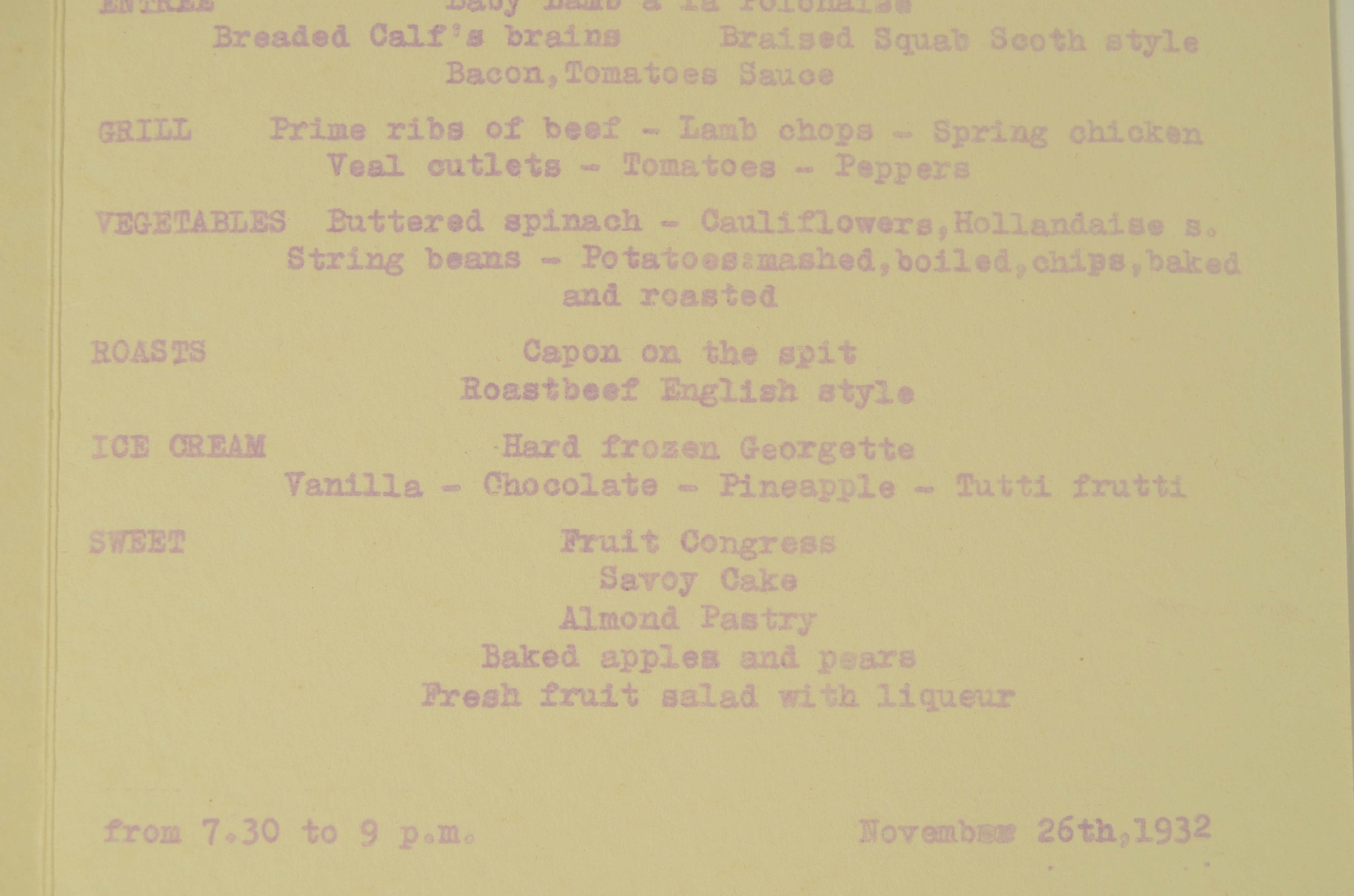 SS REX/R568-First-Class Menu