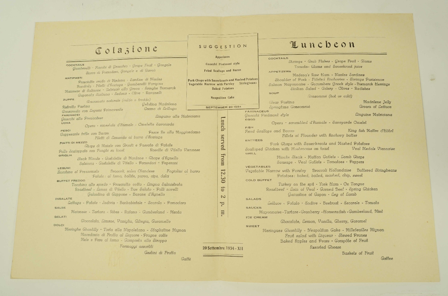 SS REX/R573-First-Class Menu