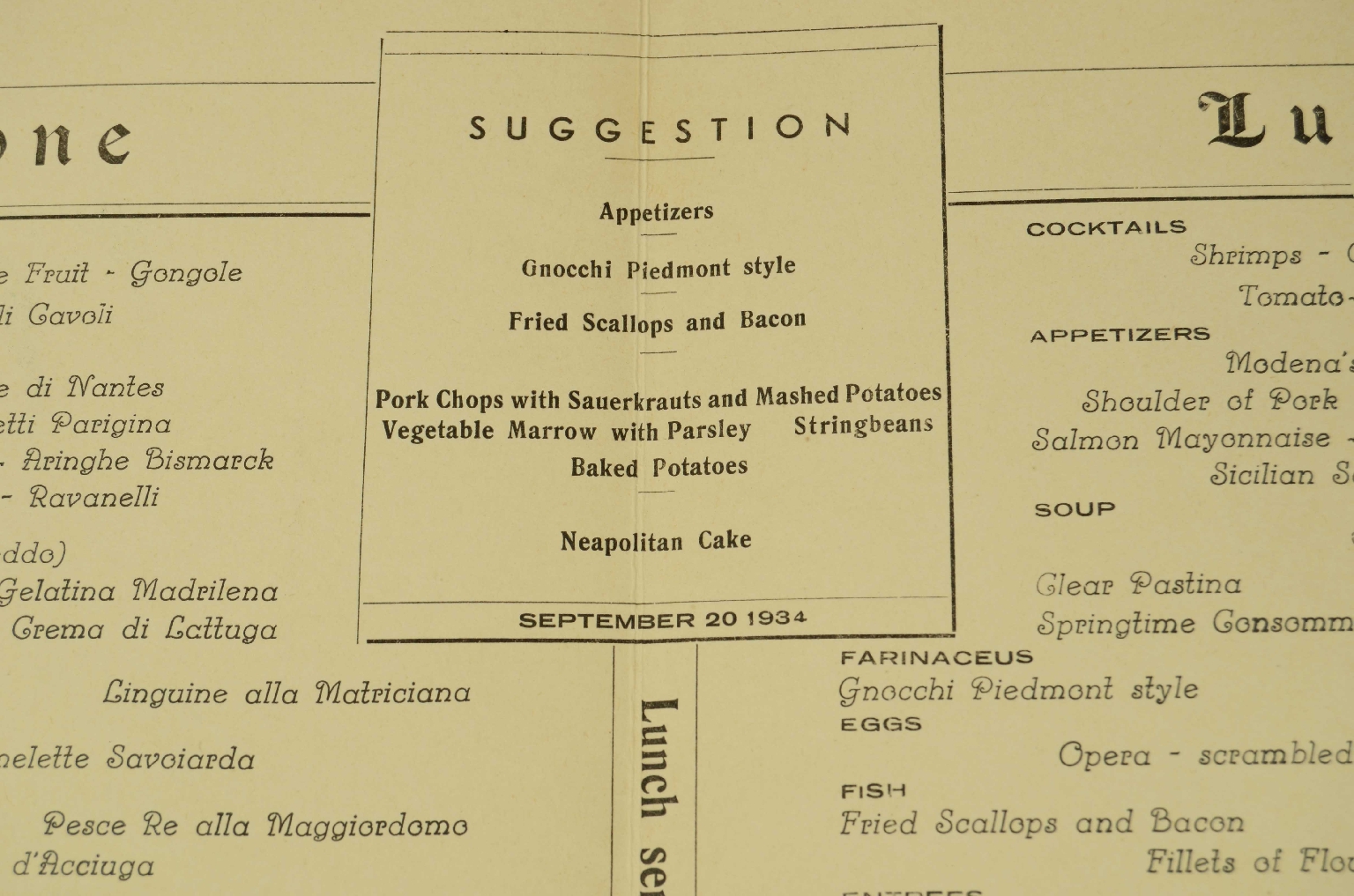 SS REX/R573-First-Class Menu