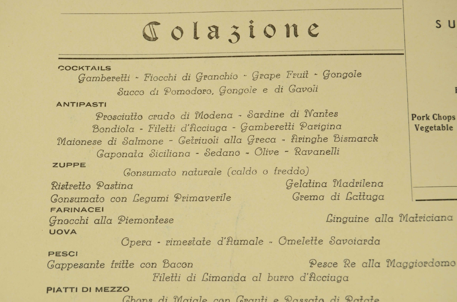 SS REX/R573-First-Class Menu