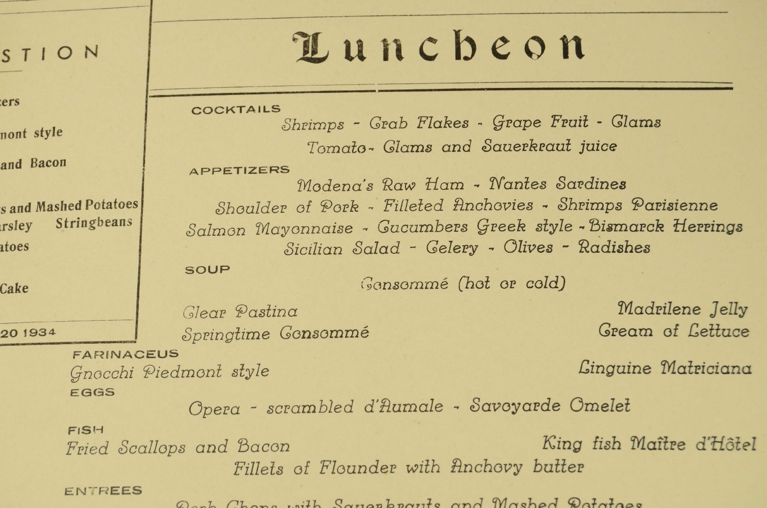 SS REX/R573-First-Class Menu