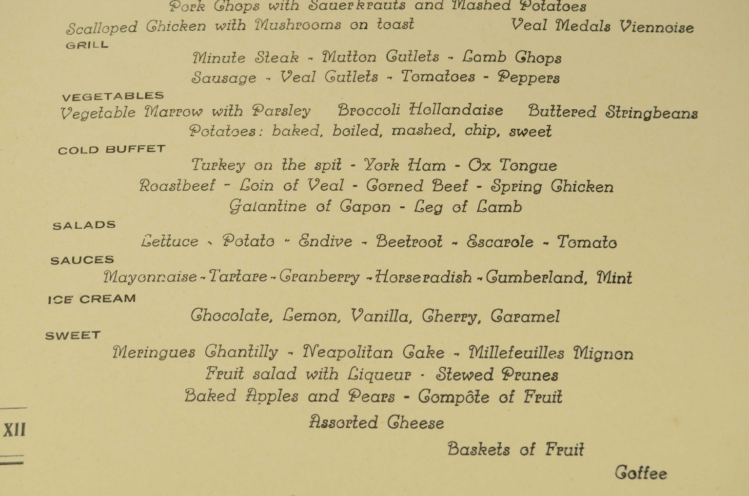 SS REX/R573-First-Class Menu