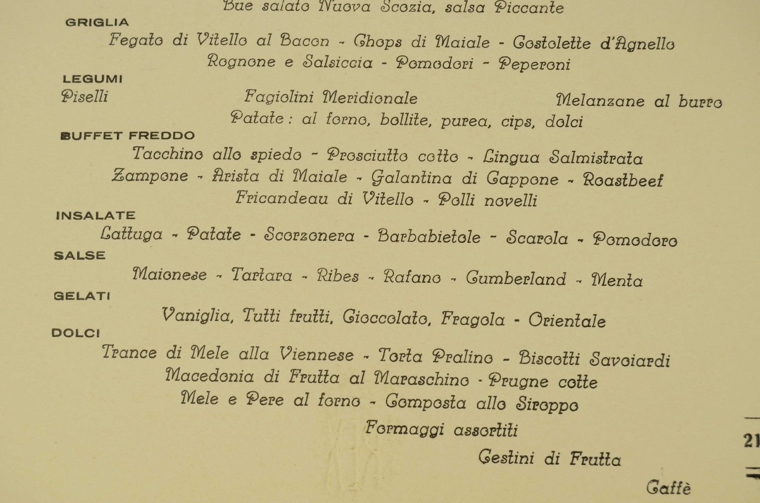 Transatlantico REX/R574-Menu Prima CLasse REX