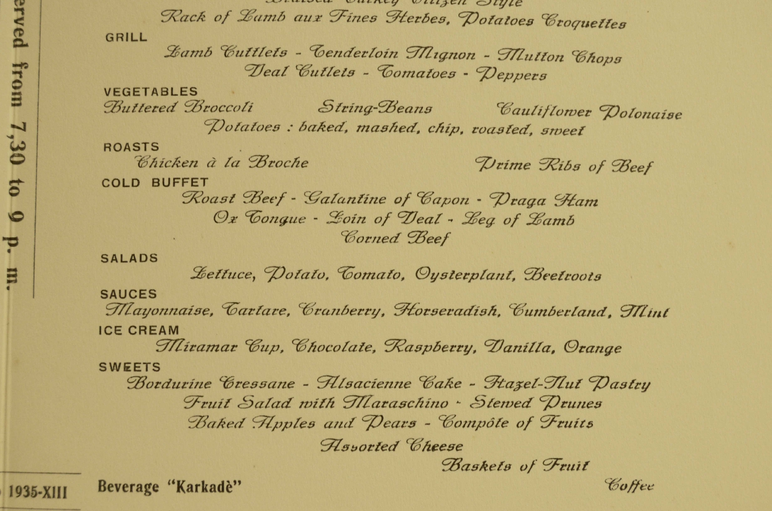 Transatlantico REX/R578-Menu del 1935
