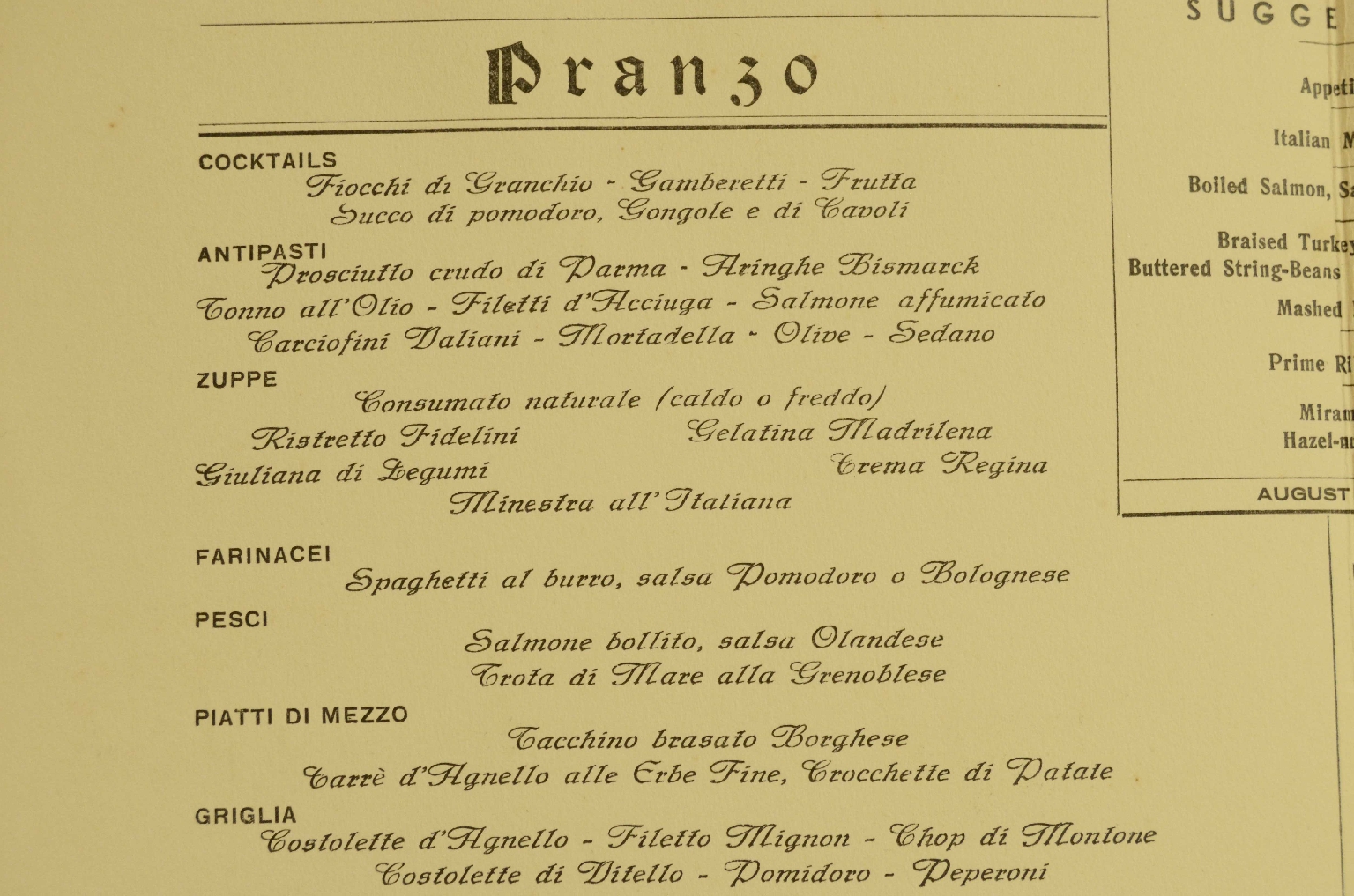 Transatlantico REX/R578-Menu del 1935