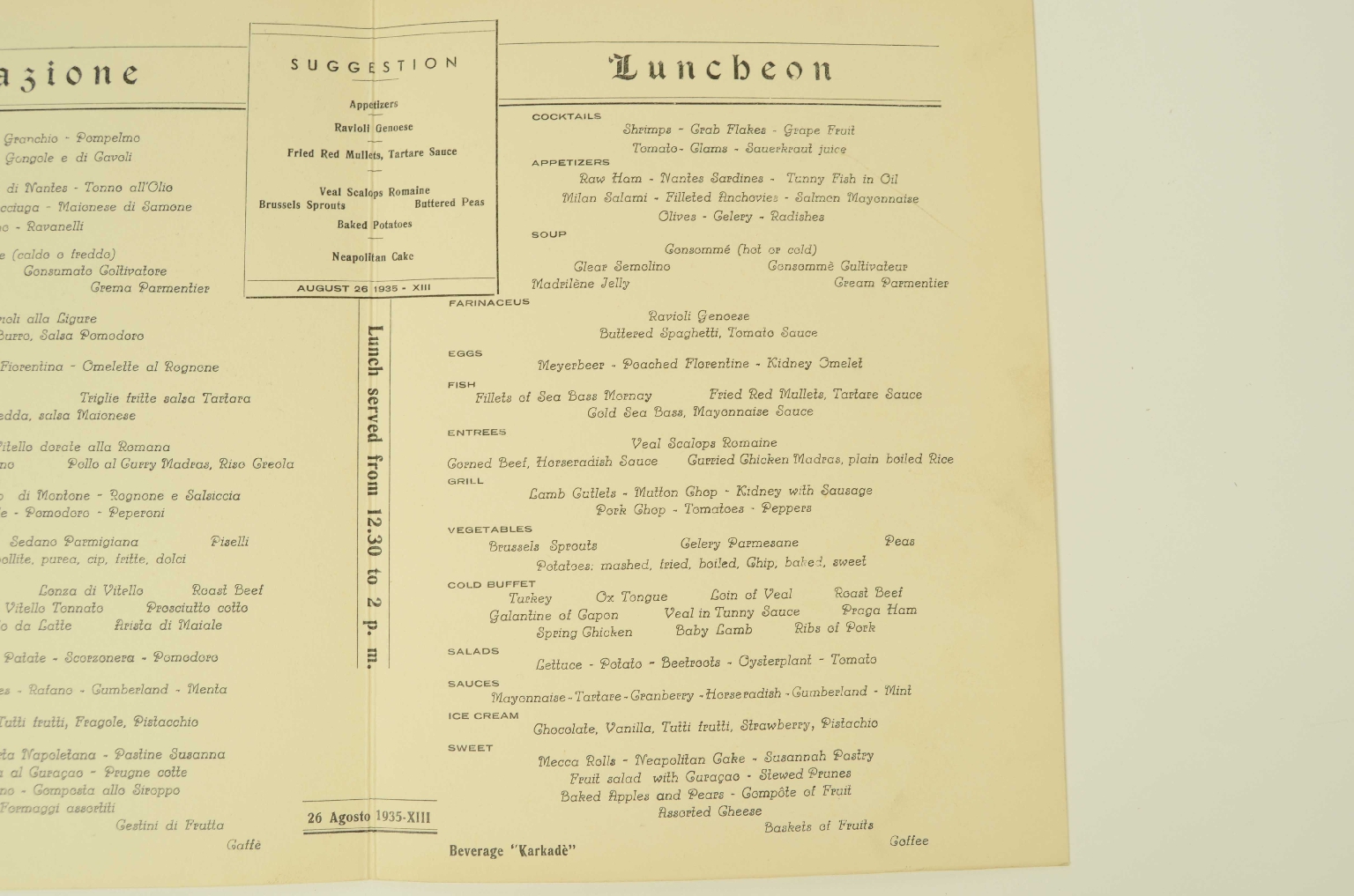 SS REX/R580a-Menu First Class