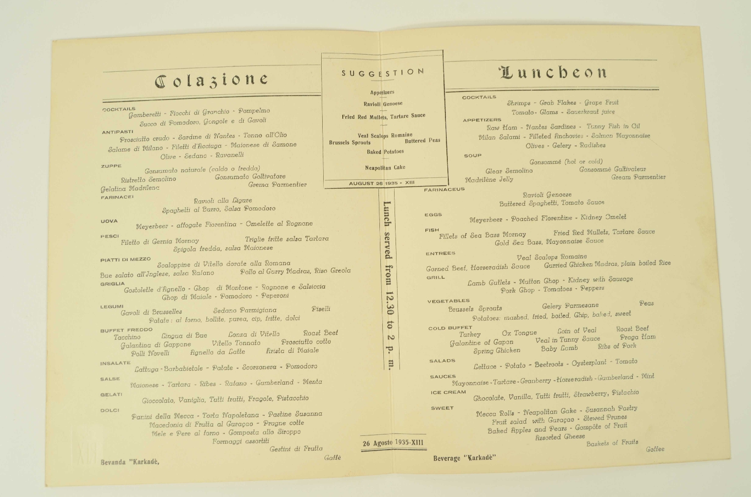 SS REX/R580a-Menu First Class