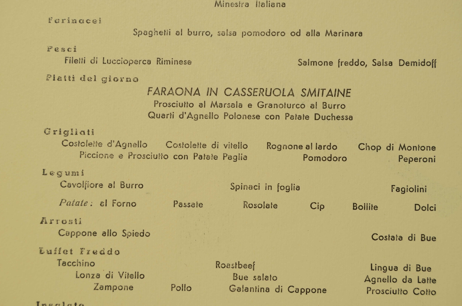 SS REX/R596-First-Class Menu
