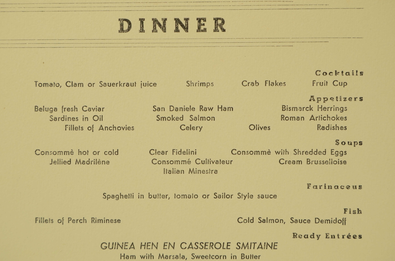 SS REX/R596-First-Class Menu