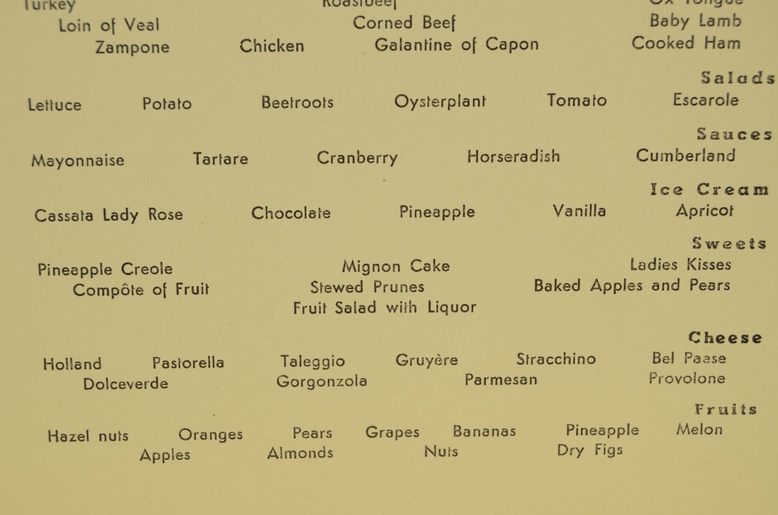 SS REX/R596-First-Class Menu