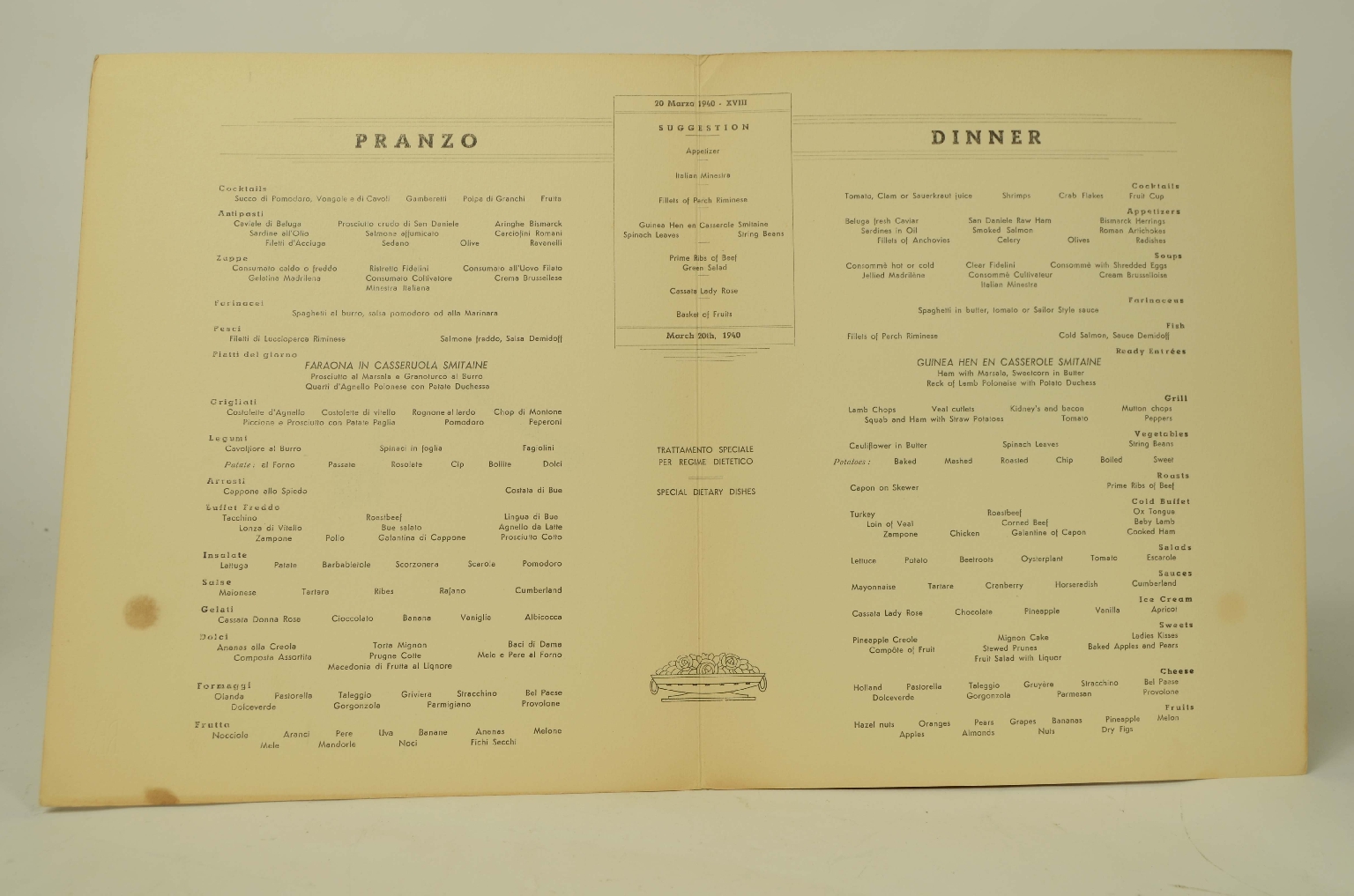 SS REX/R596-First-Class Menu