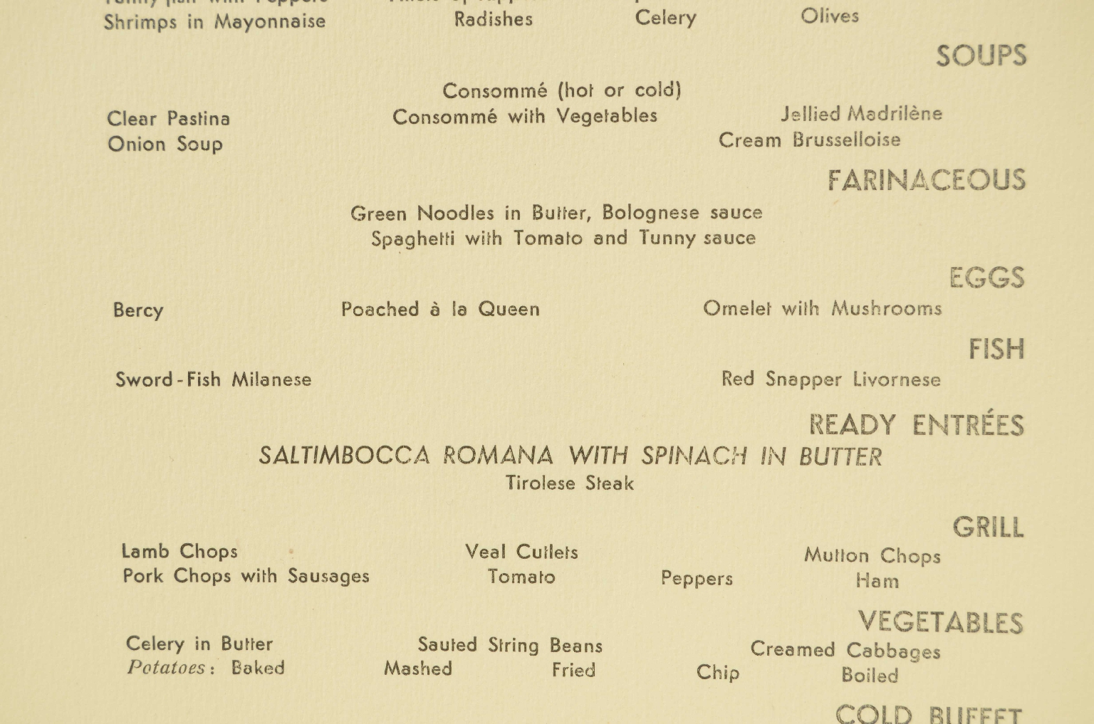 SS REX/R597-First-Class Menu REX