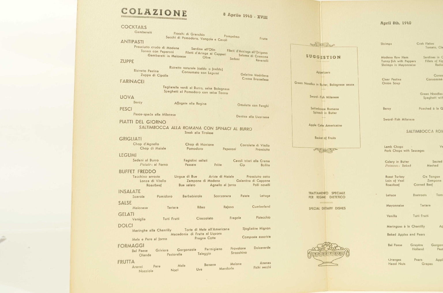 Transatlantico REX/R597-Menu Prima Classe REX