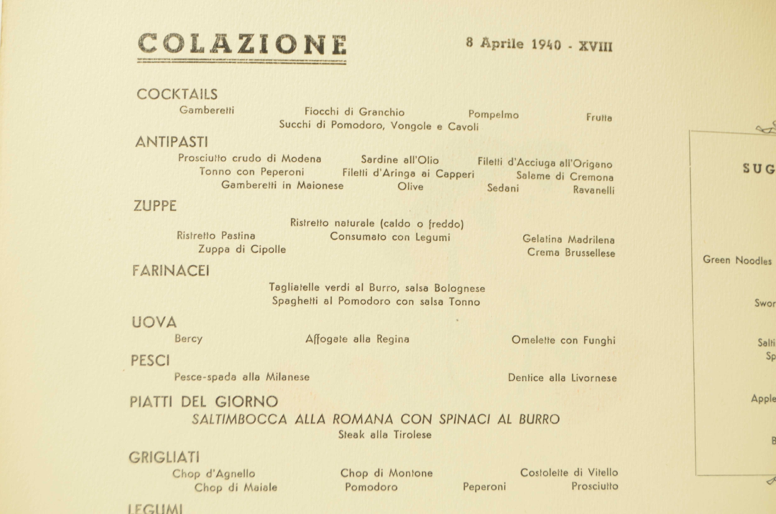 Transatlantico REX/R597-Menu Prima Classe REX
