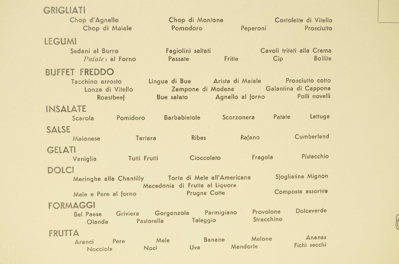 SS REX/R597-First-Class Menu REX