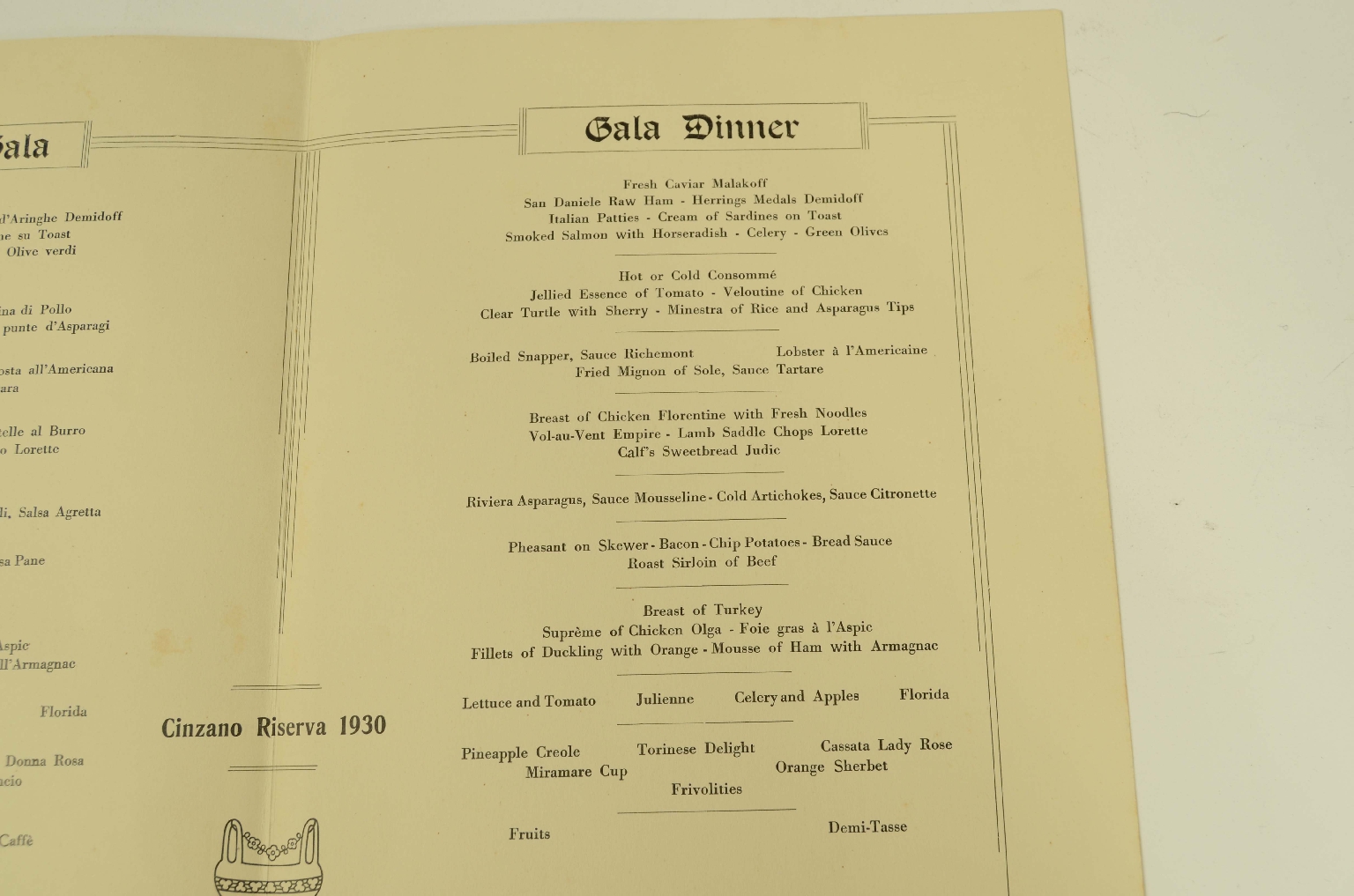 Transatlantico REX/R600-Menu Aprile 1940