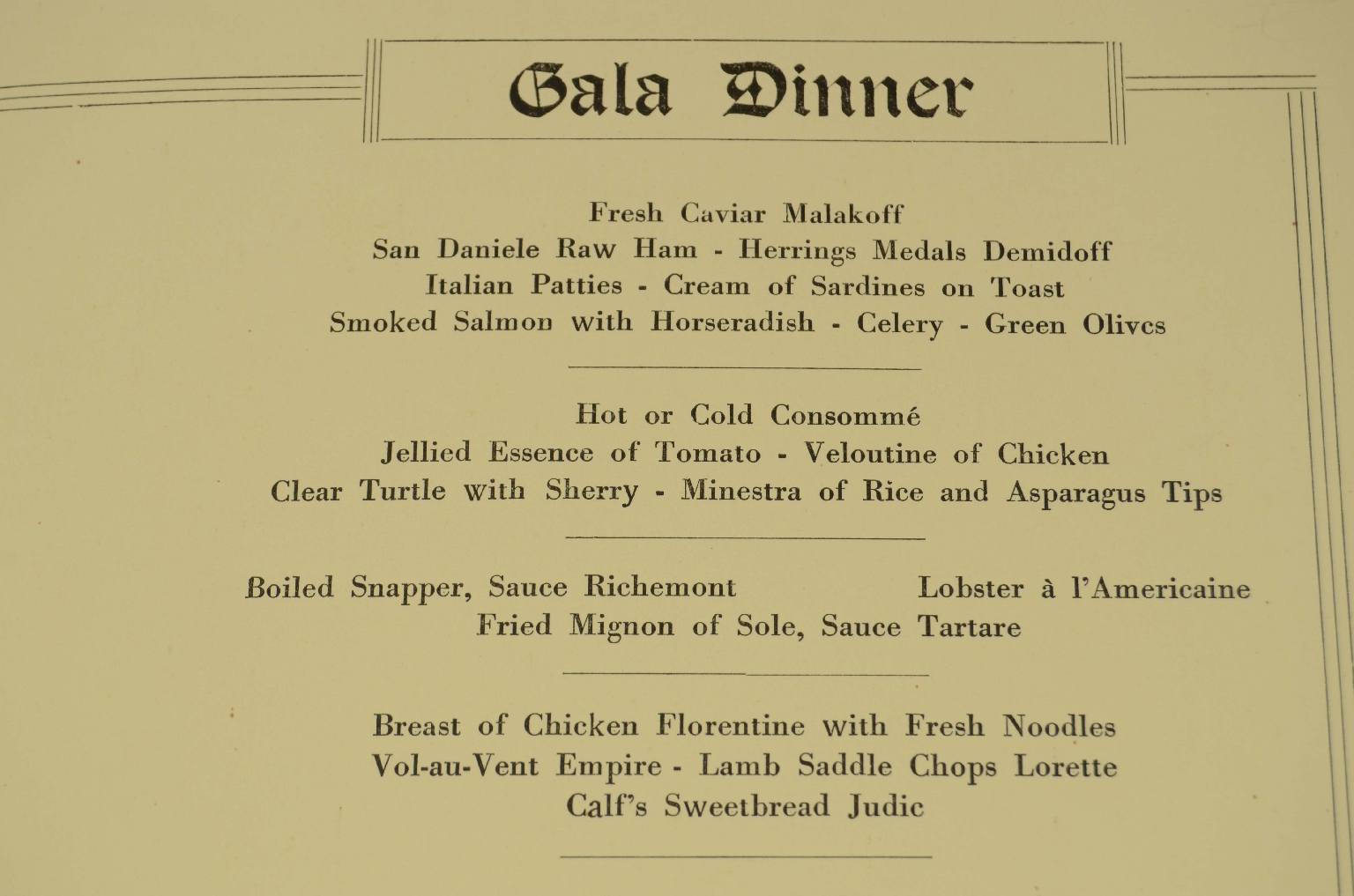 SS REX/R600-Menu for April 1940