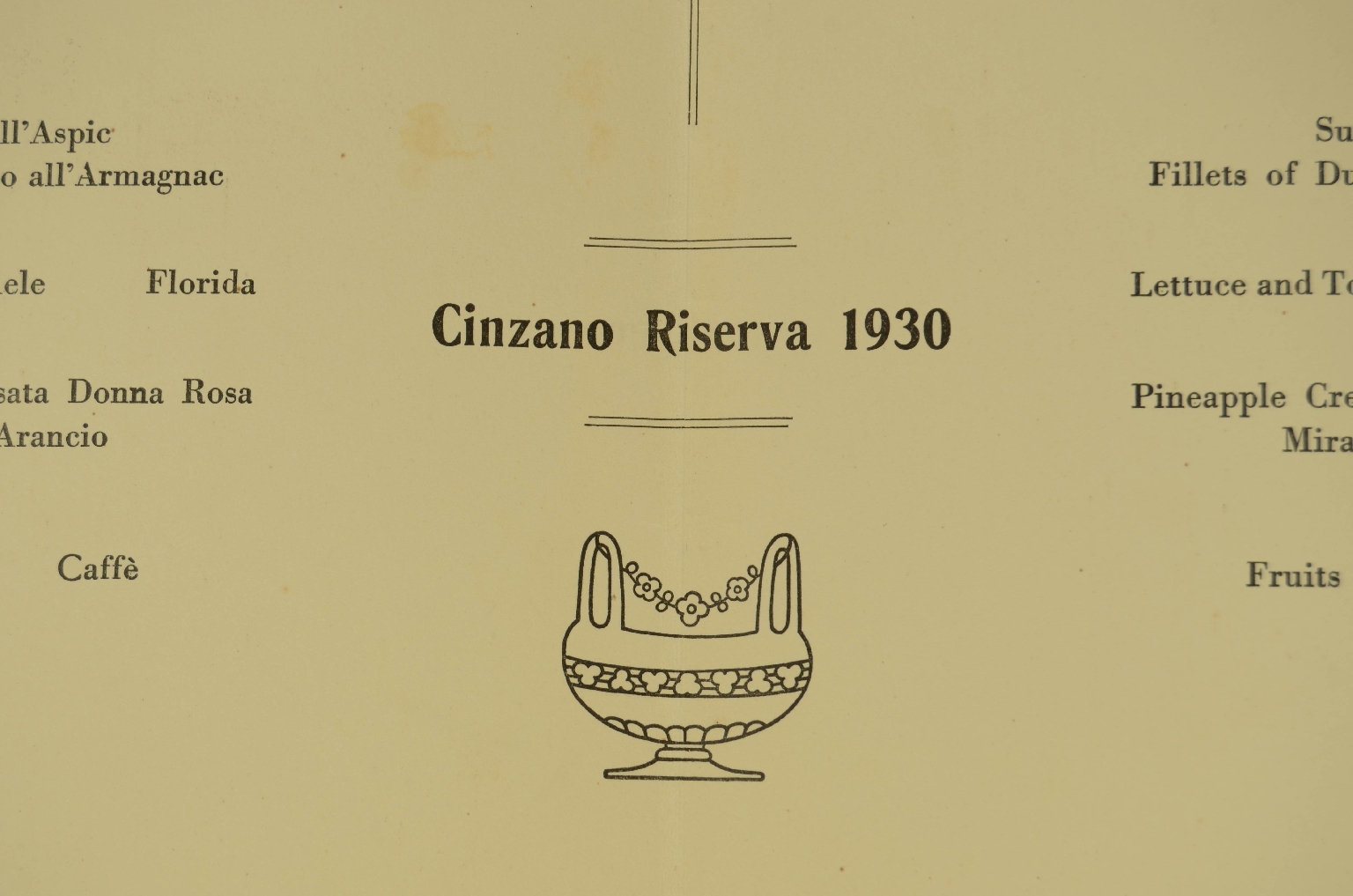 SS REX/R600-Menu for April 1940