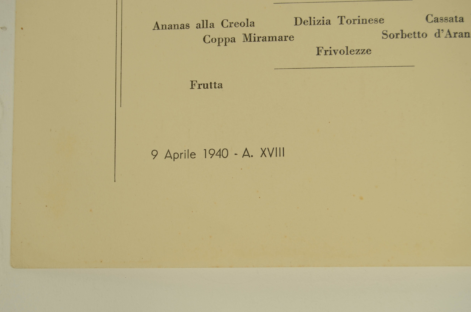 Transatlantico REX/R600-Menu Aprile 1940