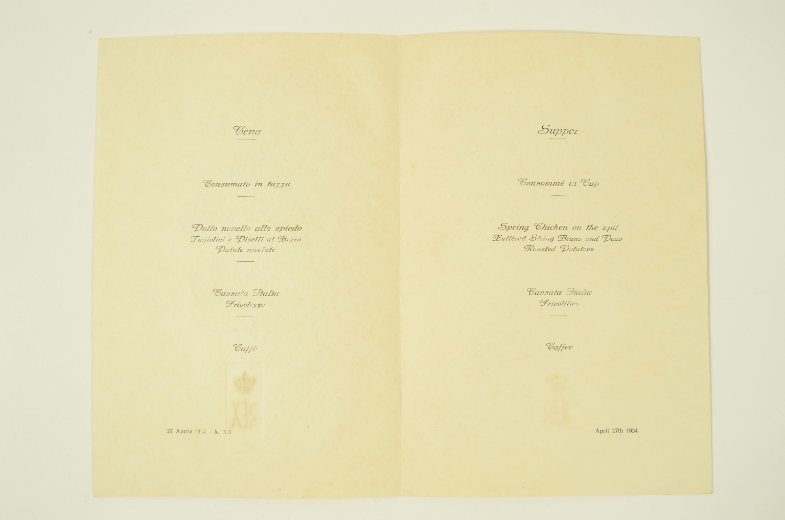 SS REX/R648-REX Transatlantic Menu