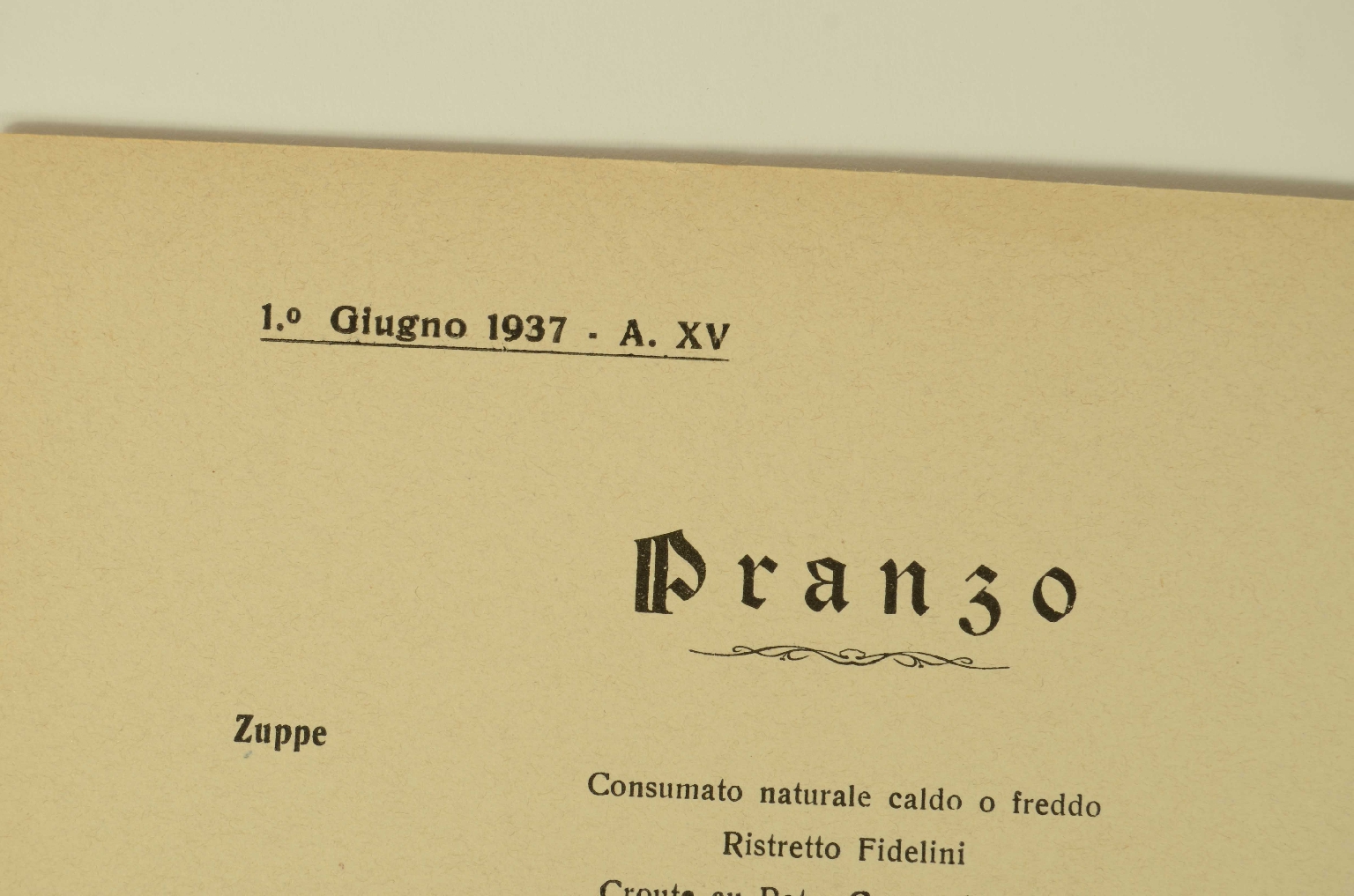 SS REX/R700-Tourist Class Menu